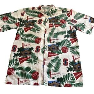 Stanford University Cardinal “Beat Cal” Hawaiian Button Down Shirt Mens Medium